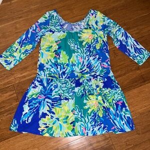 Lilly Pulitzer girls Lynn dress in Brilliant Blue Wade and Sea Reduced L NWT